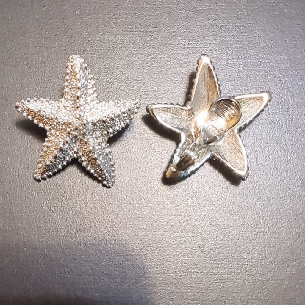 Vintage Monet Silver Starfish Earrings